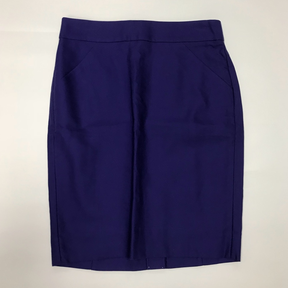 Purple J. Crew Pencil Skirt in Double-Serge Cotton
